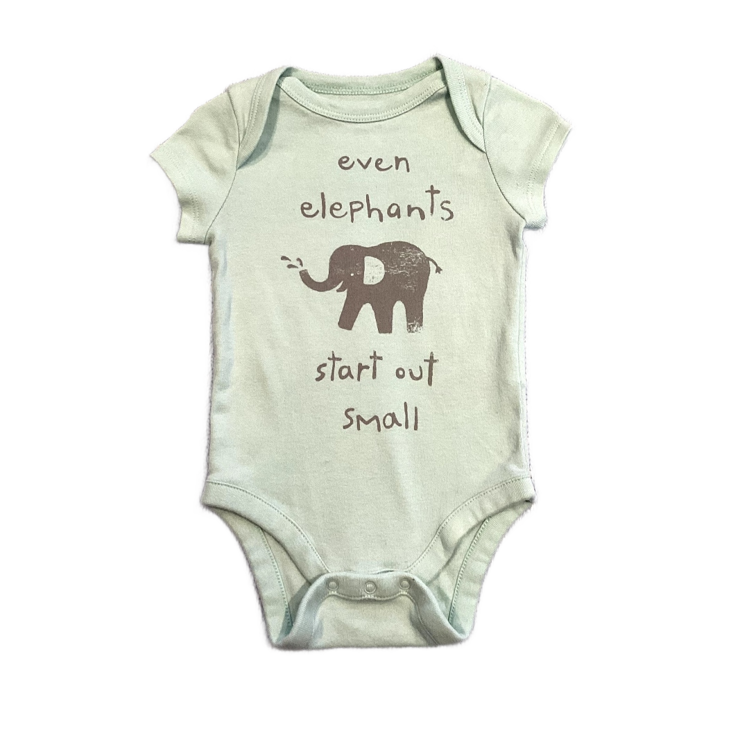 0-3 Boys Baby Gap Even Elephants Start Out Small Mint Green Onesie