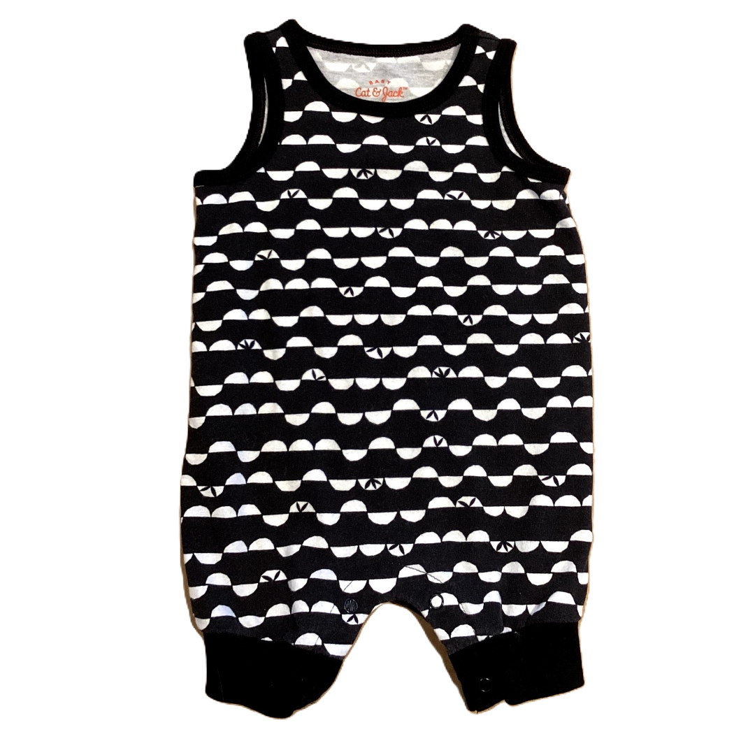 0-3 Boys Cat & Jack Black and White Patterned Tank Top Romper
