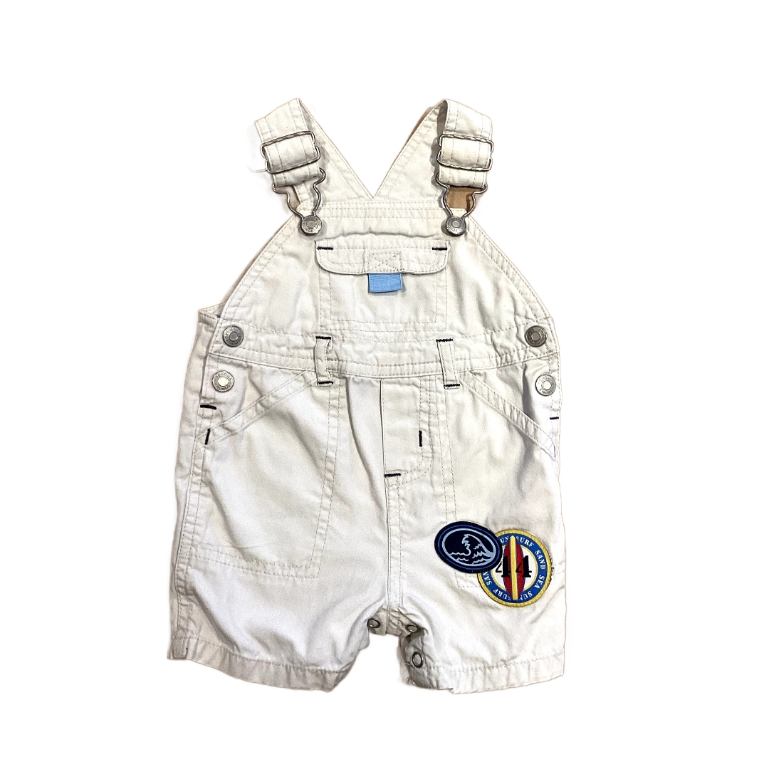 0-3 Boys Sonoma Off-White Overalls with Surf Decals