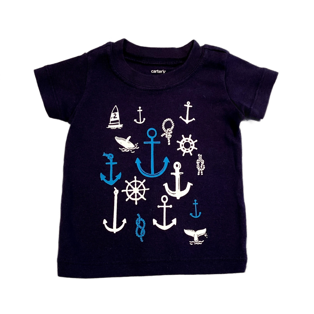 0-3 Boys Carter's Navy Blue Nautical T-Shirt