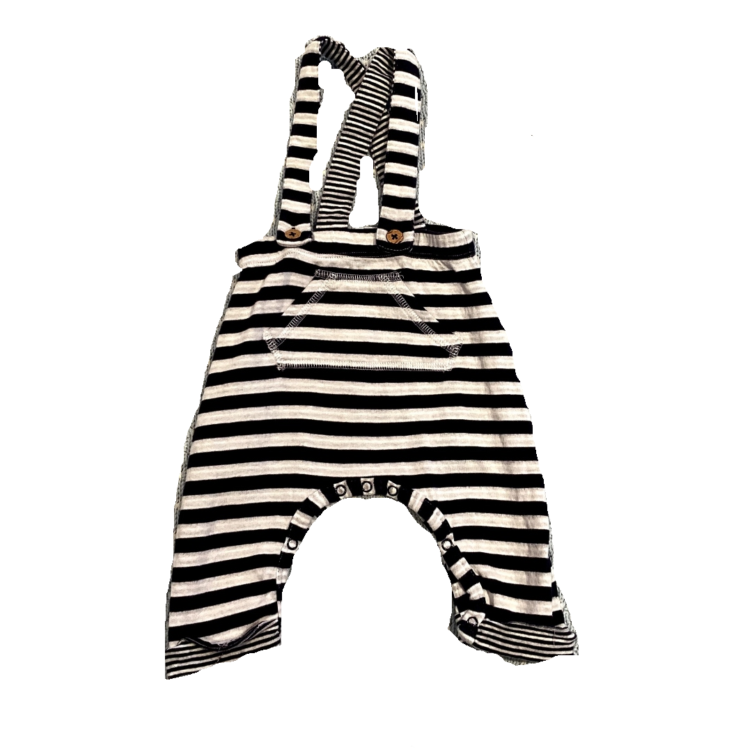 0-3 Boys Mudpie Navy and White Fabric Overalls