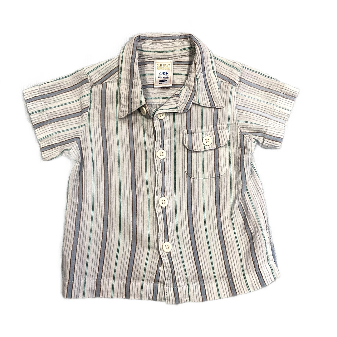 0-3 Boys Old Navy Linen Multi-Colored Button Down