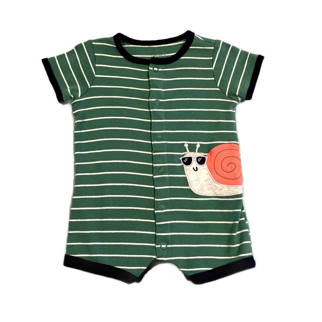 0-3 Boys Carter's Dusty Green and Navy Blue Snail Romper