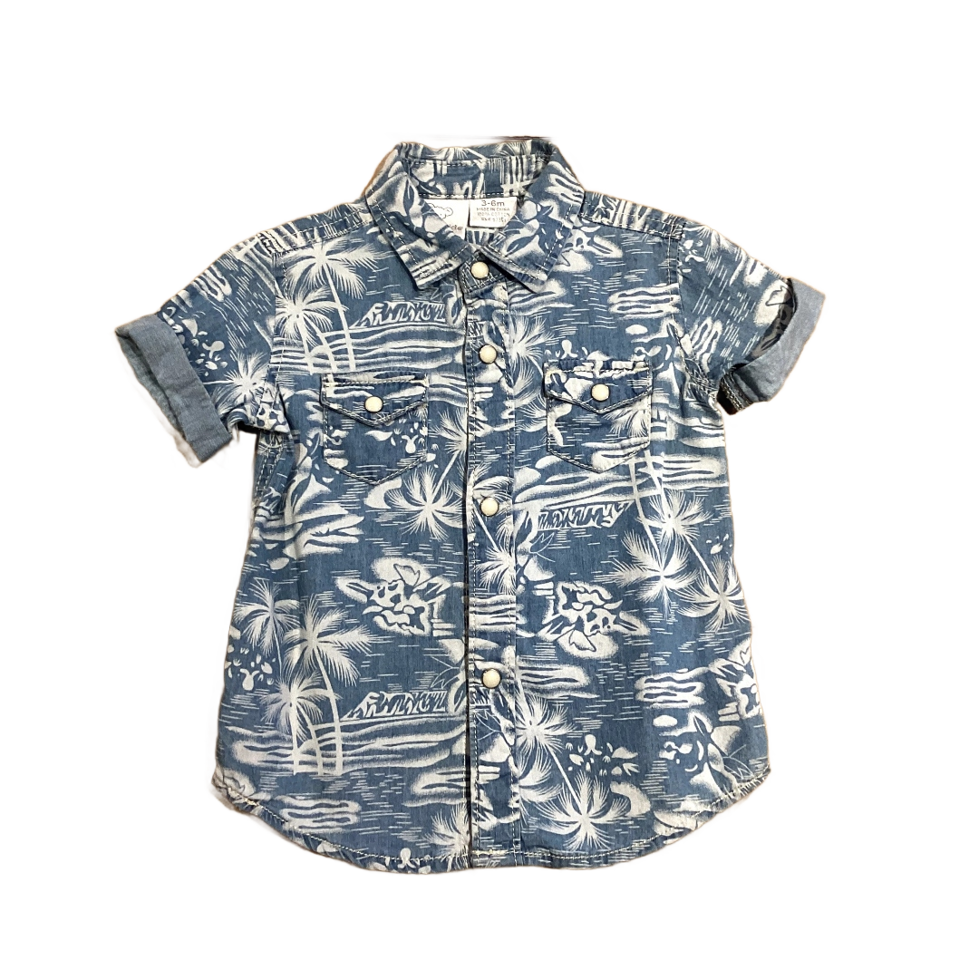 3-6 Boys Koala Kids Denim Tropical Printed Button Down