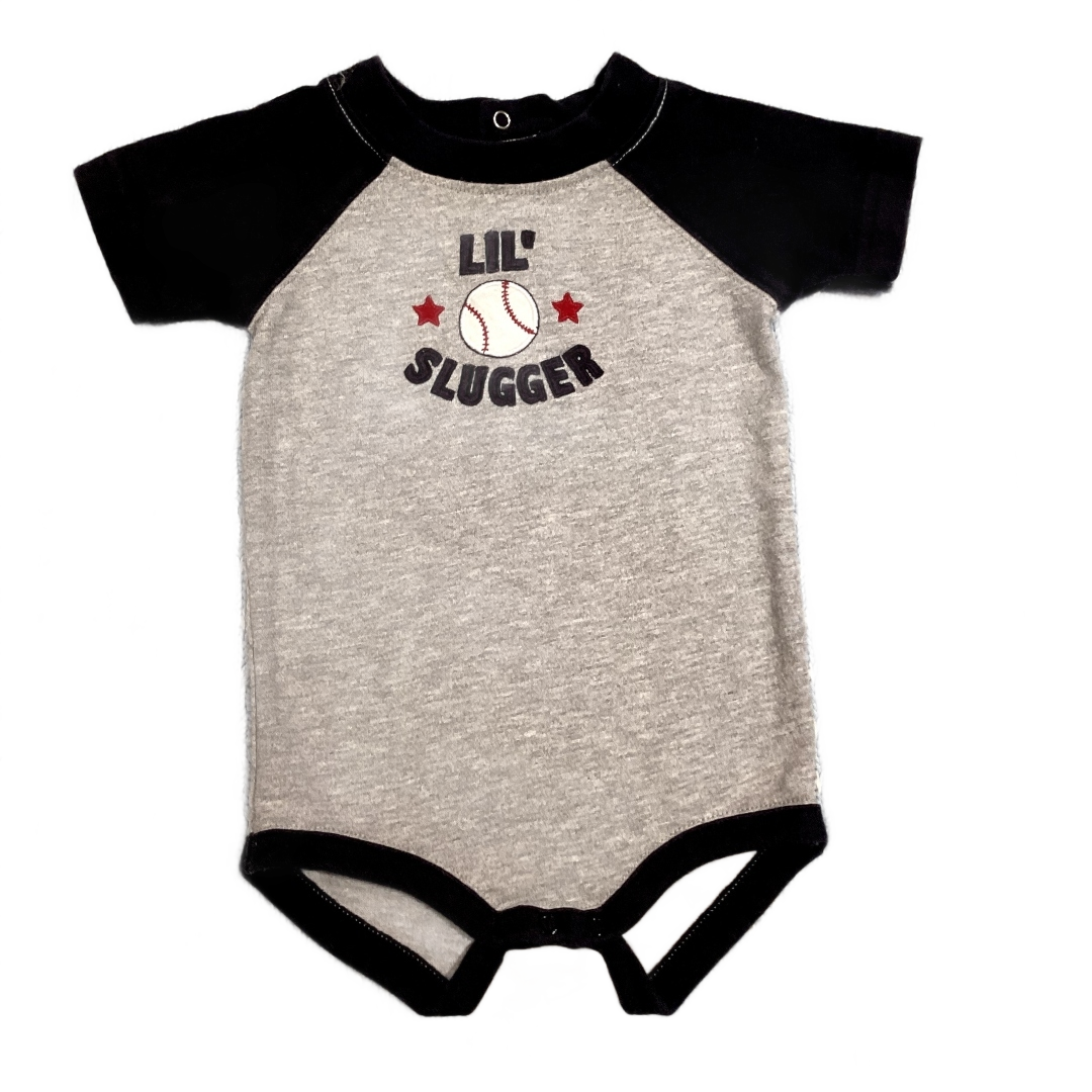 3-6 Boys Gymboree Lil Slugger Gray and Navy Blue Onesie