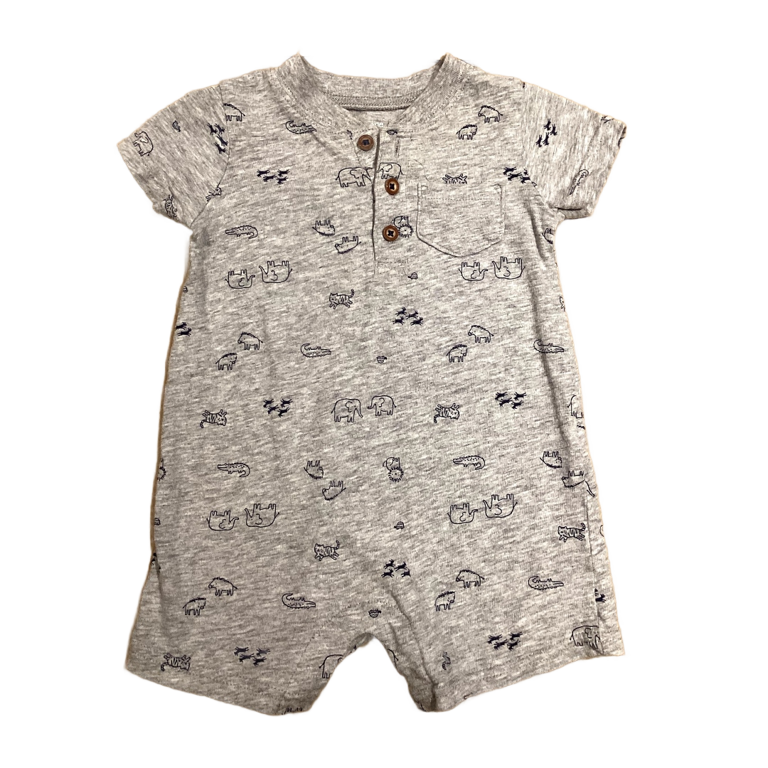 3-6 Boys Just One You Gray Animal Romper