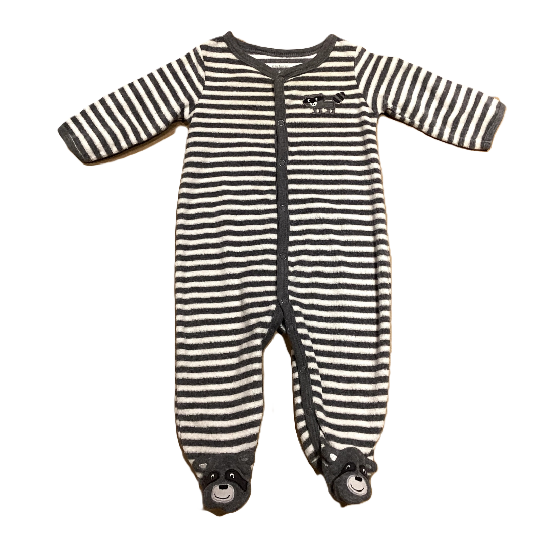 3-6 Boys Carter's Thick White and Gray Raccoon Sleeper