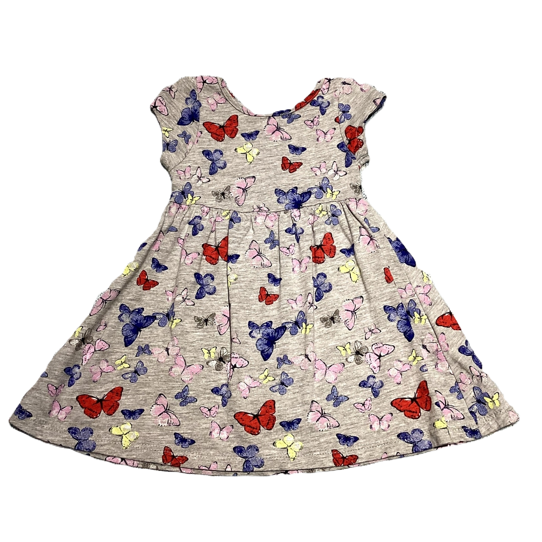 6-9 Girls Primark Gray Dress w/Butterflies