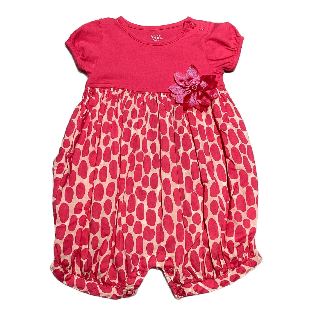 6-9 Girls Just One You Hot Pink Bubble w/Abstact Polka Dots