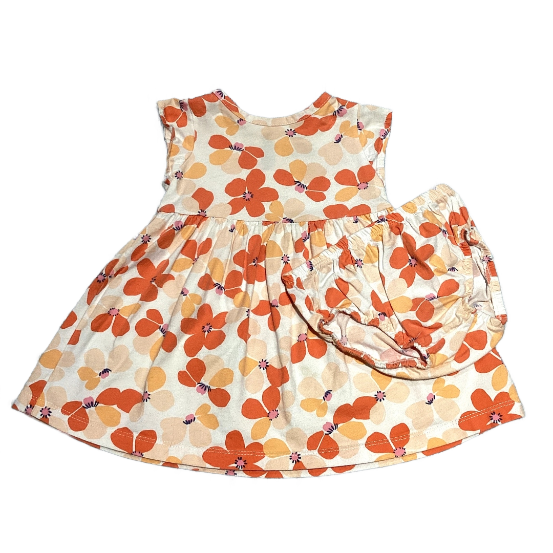 6-9 Girls Carter's White Dress w/Orange Shades Flowers