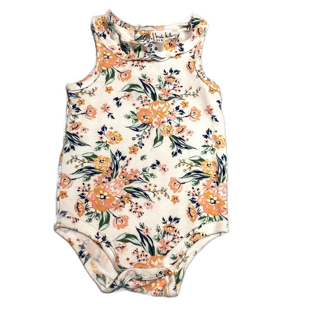 6-9 Girls Nicole Miller White Sleevless Floral Onesie