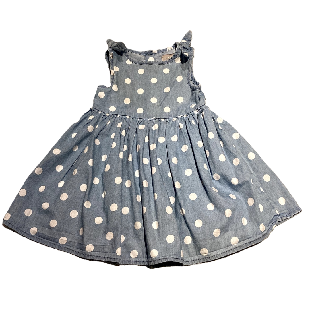 6-9 Girls Primark Chambray Dress w/White Polka Dots