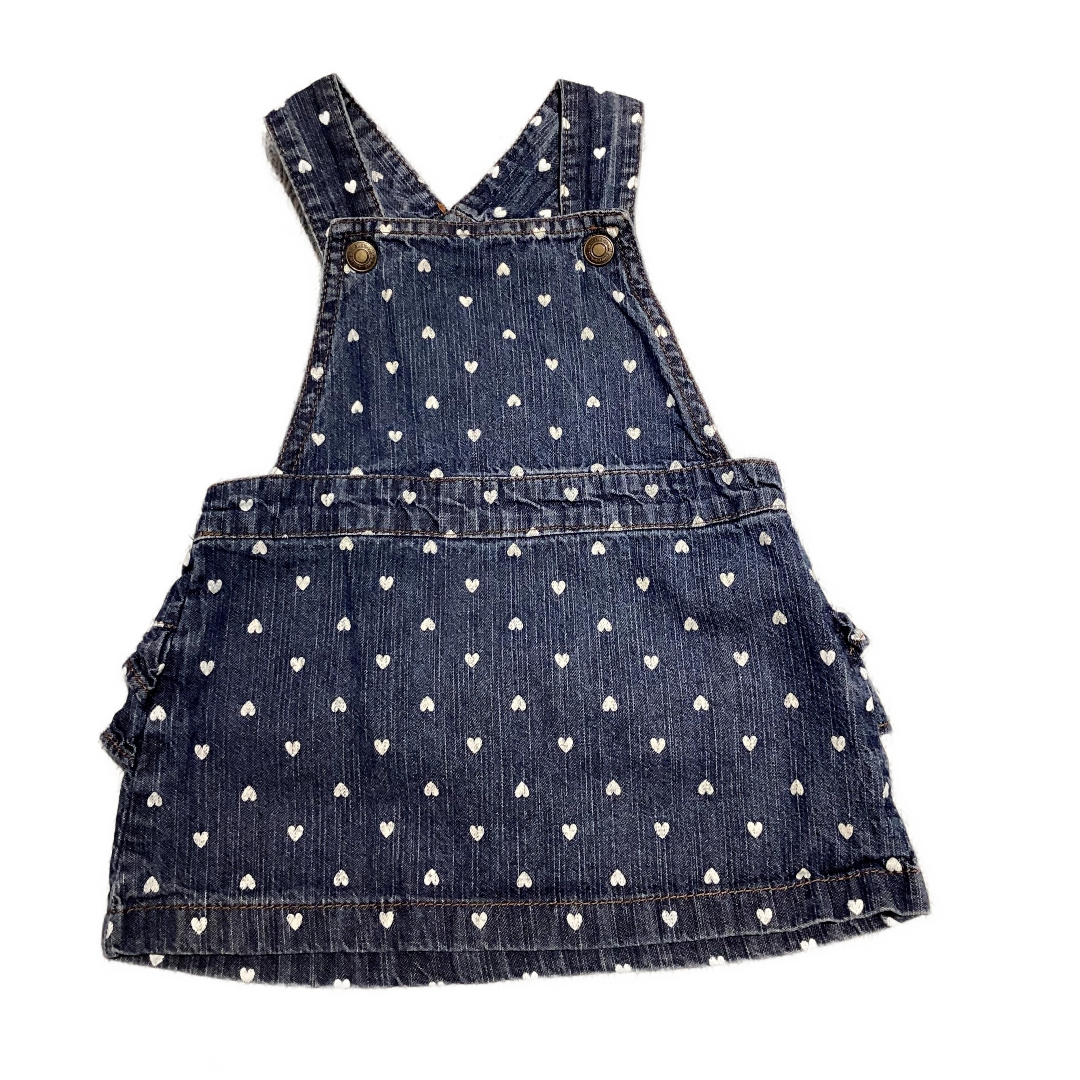 6-9 Girls Small Wonder Denim Jumper w/Heart Polka Dots