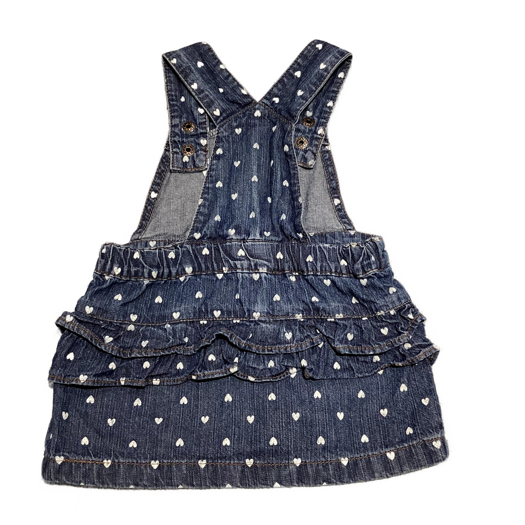 6-9 Girls Small Wonder Denim Jumper w/Heart Polka Dots