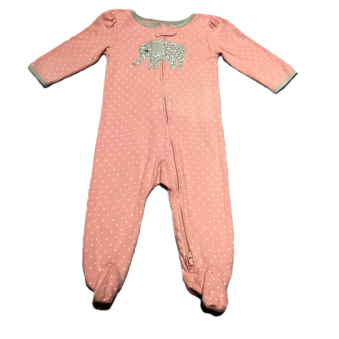 6-9 Girls Carter's Dusty Pink Sleeper w/Elephant