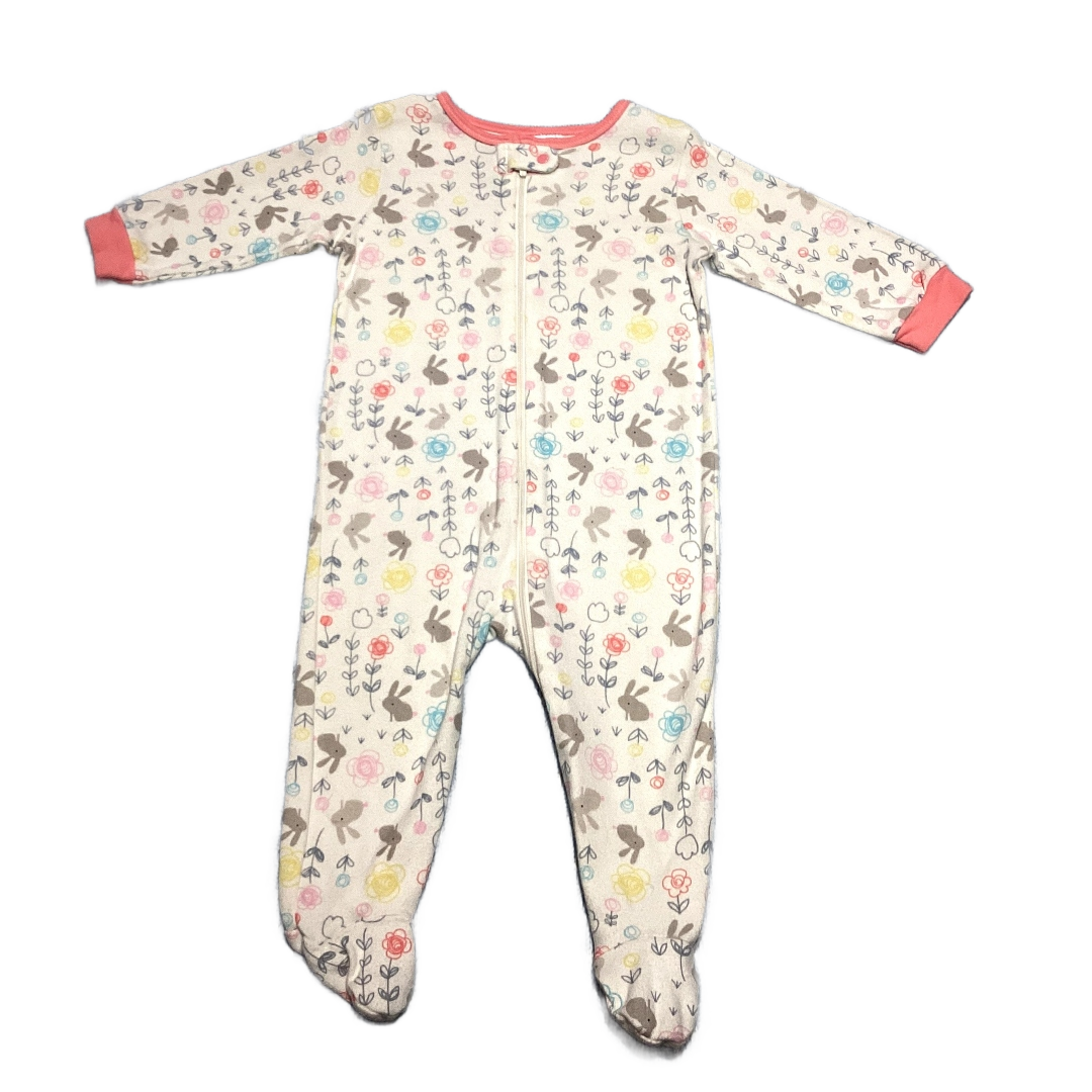 6-9 Girls Gerber's Ivory Sleeper w/Gray Bunnies & Flowers