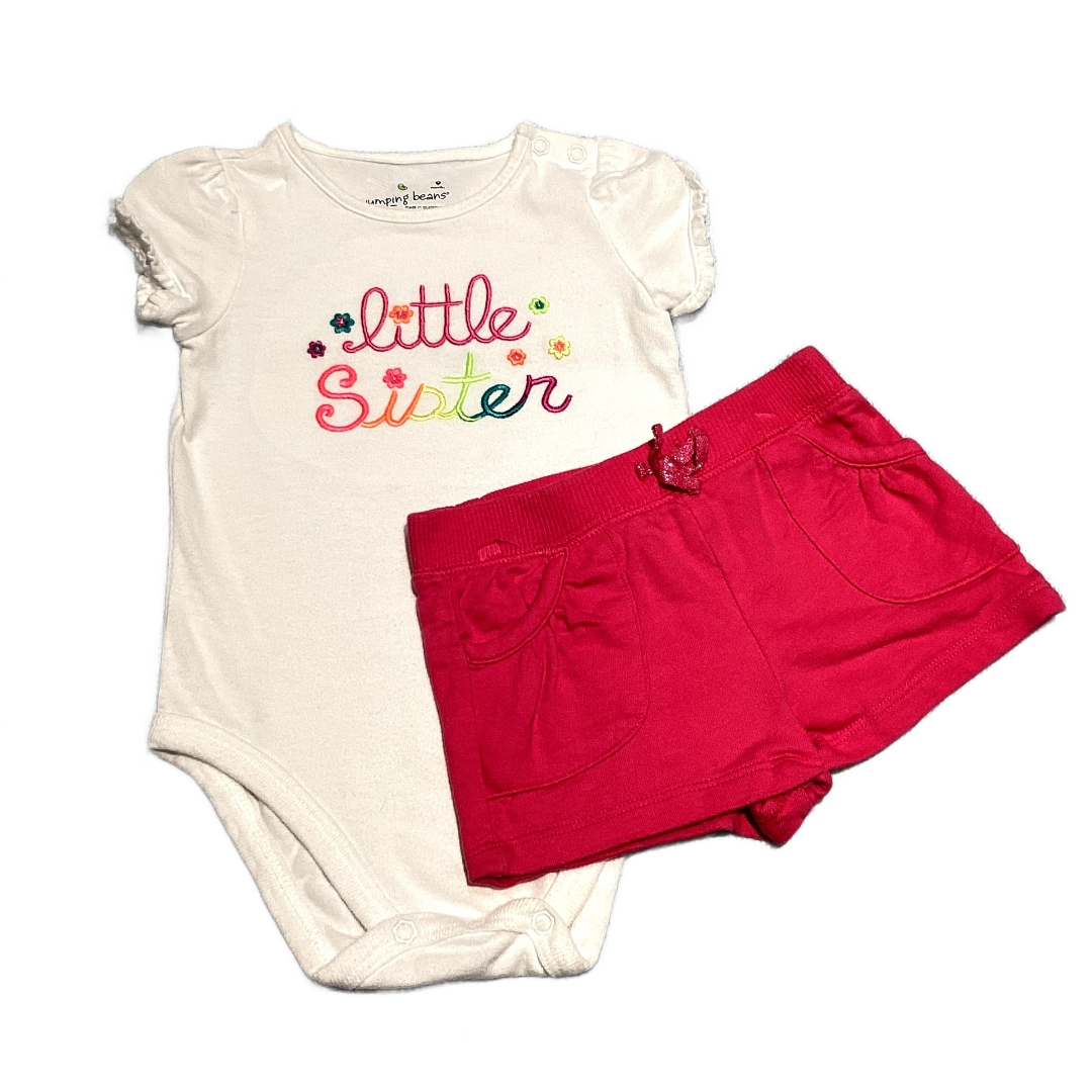 6-9 Girls Jumping Beans Little Sister Onesie, Jumping Beans Hot Pink Shorts