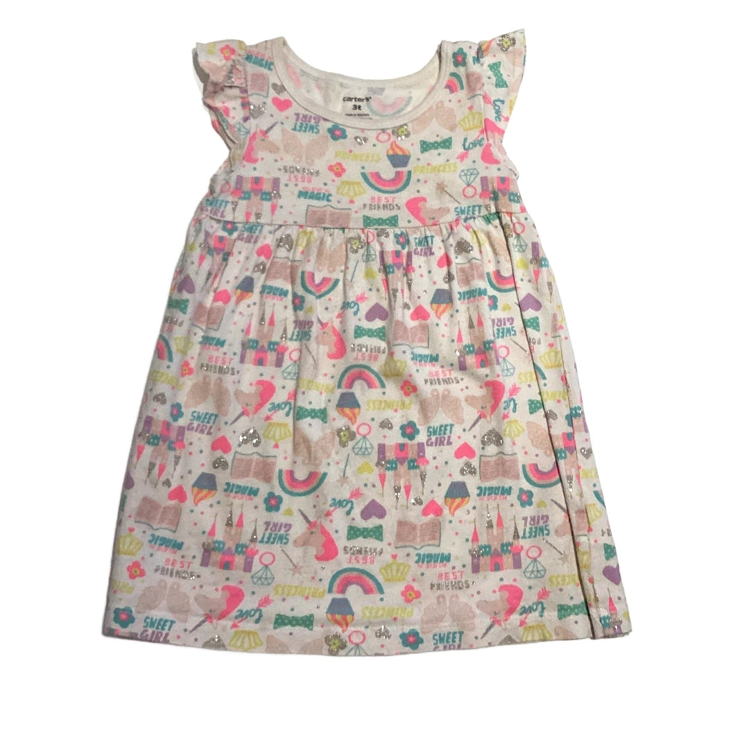 3T Girls Carter's White Rainbow, Unicorn, Magical Patterned Dress