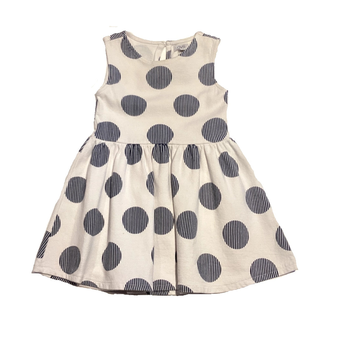 3T Girls OVS White and Gray Dress with Geometric Circles