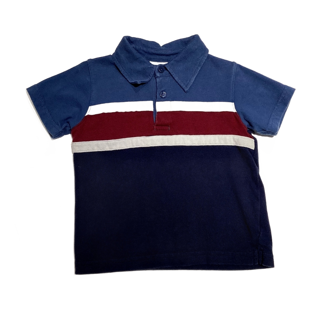 9-12 Boys Koala Kids Dusty Blue Red and White Striped Polo