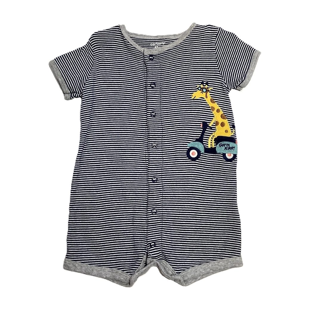 9-12 Boys Carter's Navy Blue and Light Gray Romper with Giraffe Decal