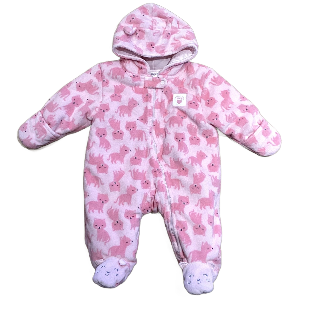 0-3 Girls Just One You Soft Brushed Light Pink with Pink Kitties Bunting