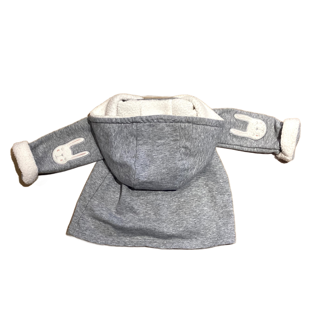 3-6 Girls Grey Double Button Coat with Bunnies