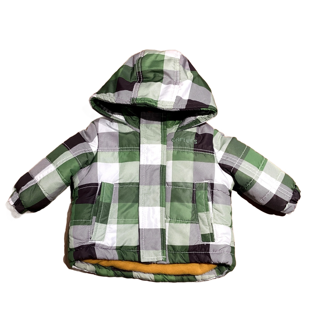 6-12 Boys Carter's Green Plaid Puffer Coat