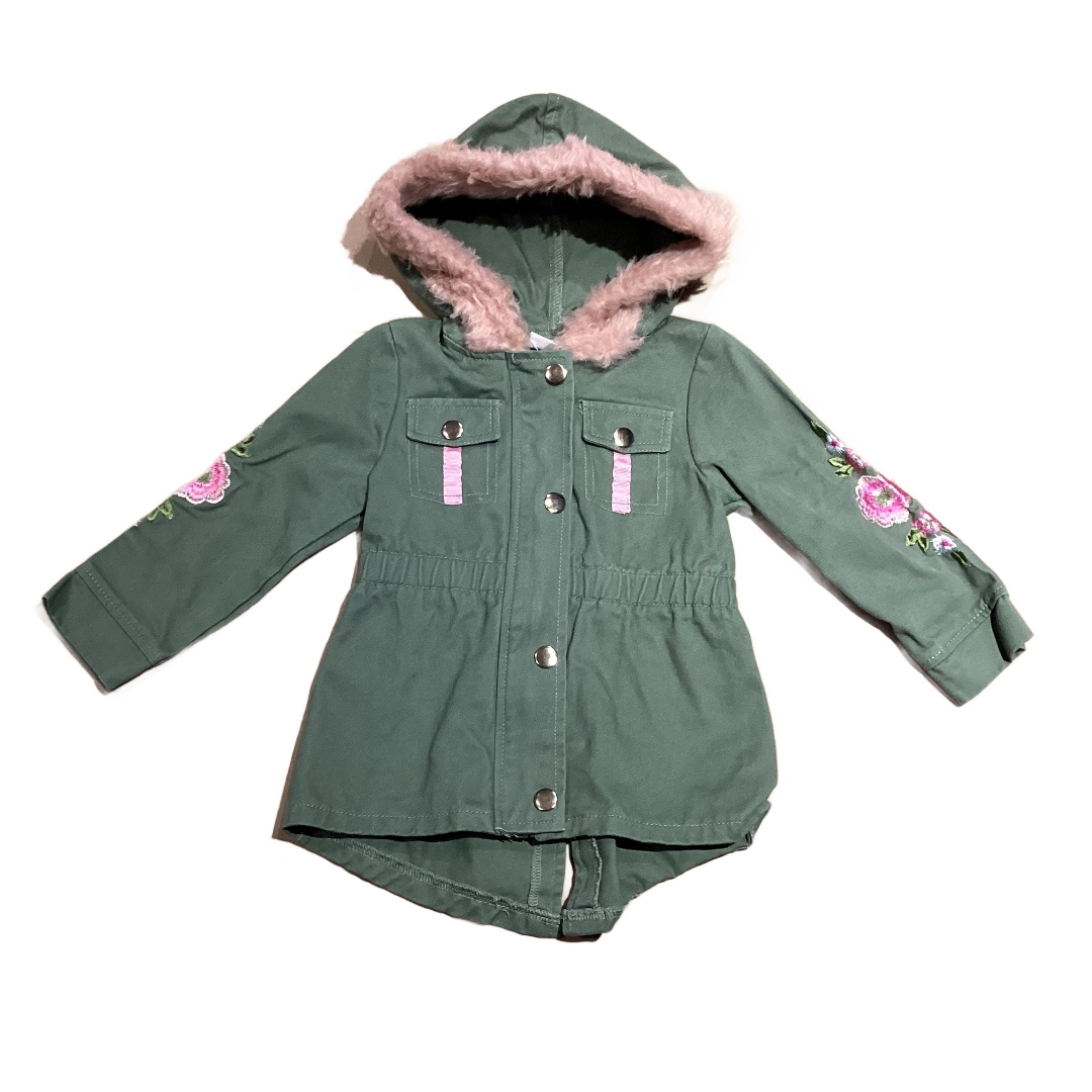 18-24 Girls Little Lass Olive Jacket w/Floral Accents