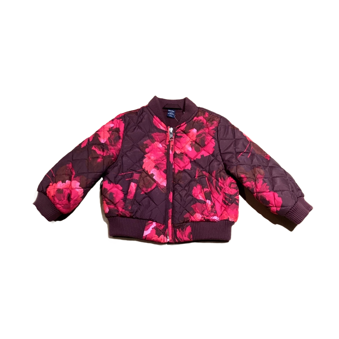 18-24 Girls Baby Red Burgundy/Red Floral Quilted Jacket