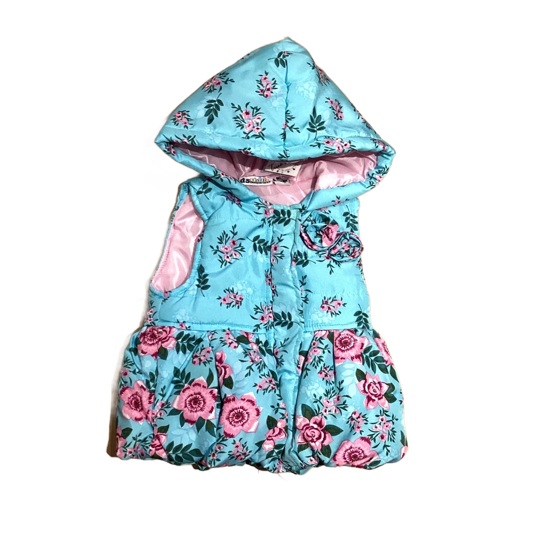 9-12 Girls Kids Headquarters Turquoise Floral Puffer Vest