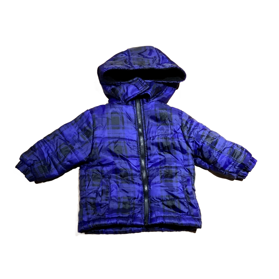 9-12 Boys Extreme Royal/Black Plaid Puffer Coat