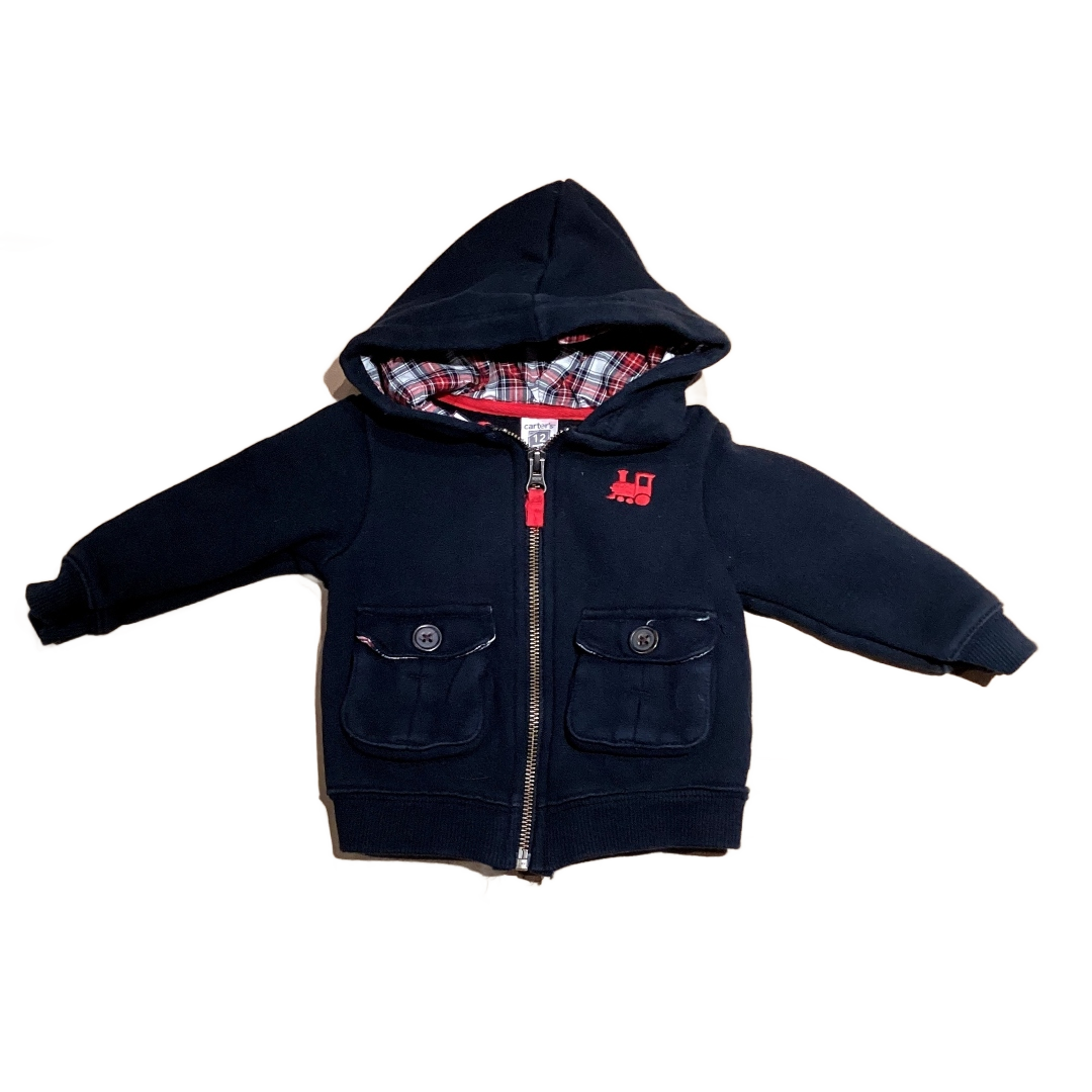 9-12 Boys Carter's Black Front Zip Heavyweight Sweatshirt Jacket