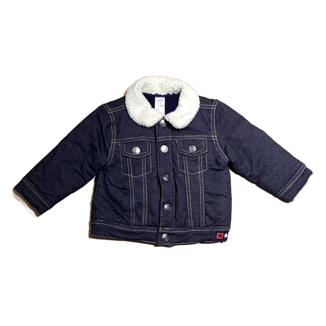 9-12 Boys Denim-like Lined Jacket w/ Sherpa Collar