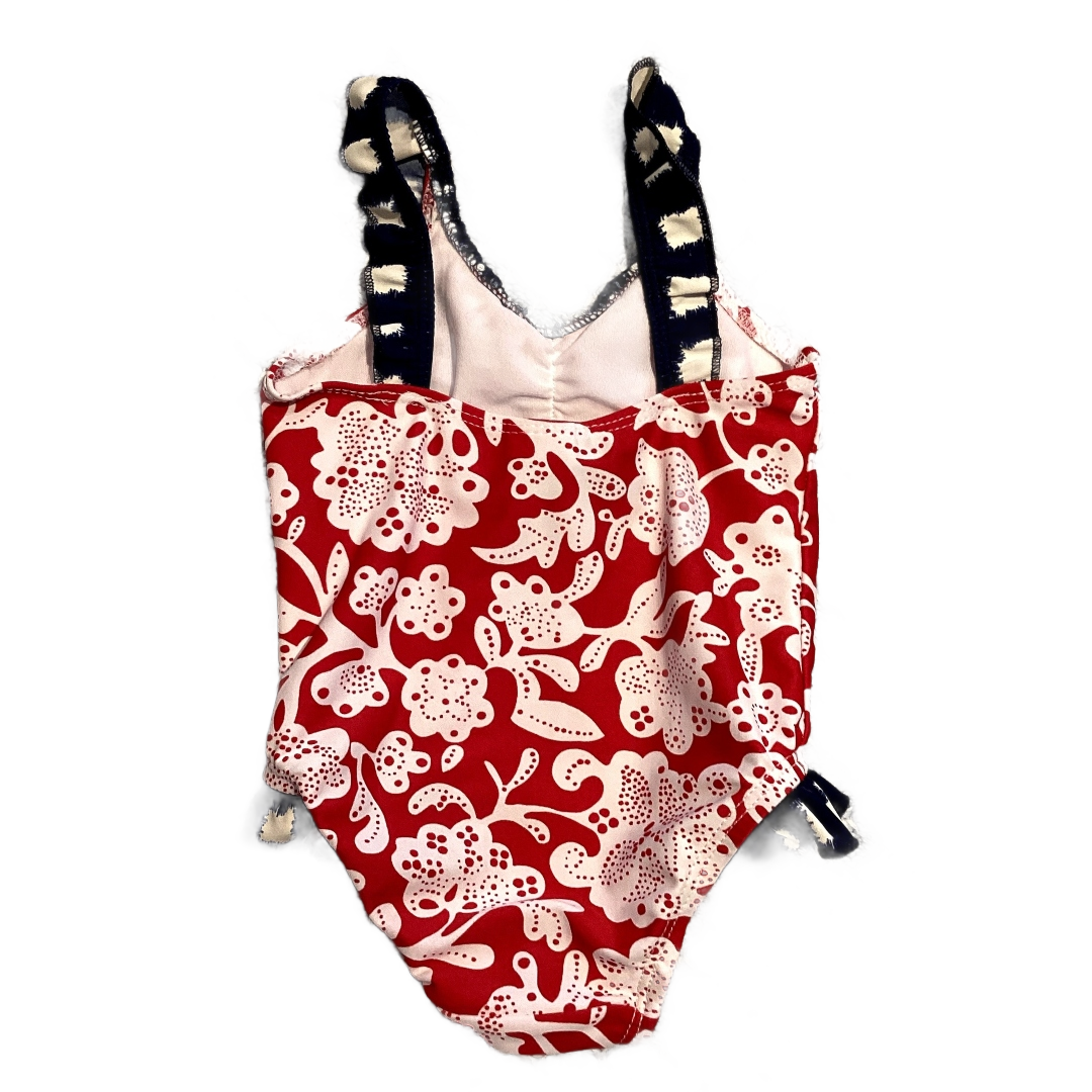 3-6 Girls Old Navy Red, White and Navy Floral Patterned One-Piece