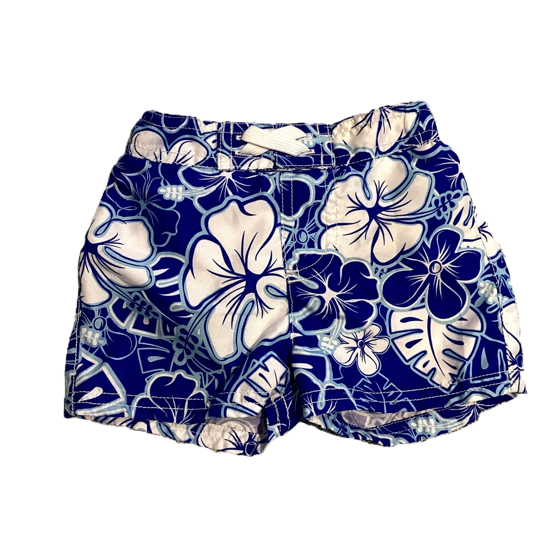 3-6 Boys White and Blue Tropical Floral Trunks