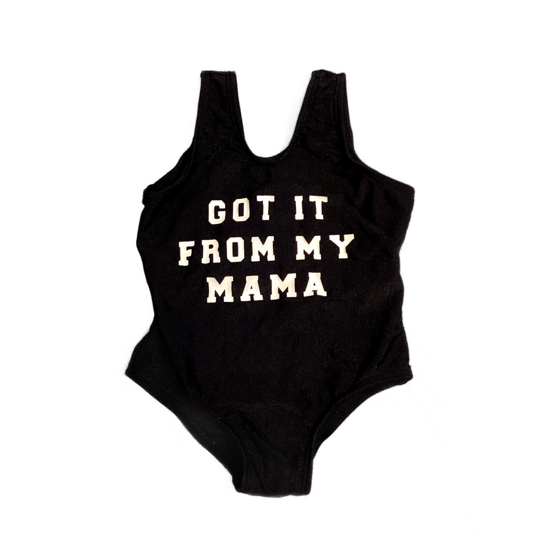 6-9 Girls Got It From My Mama Black One Piece