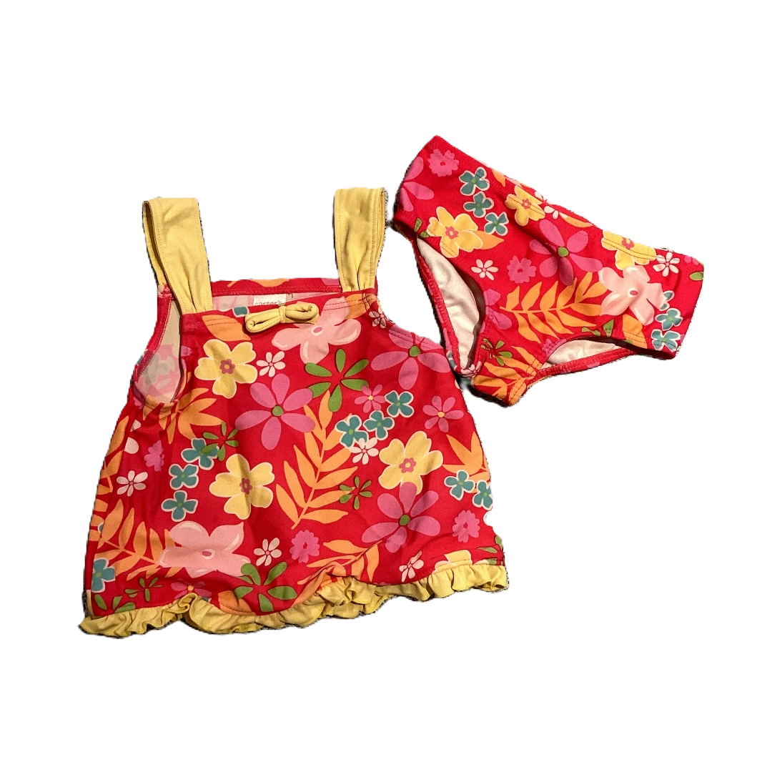 9-12 Girls Carter's Dark Pink w/Multicolored Flowers Two Piece