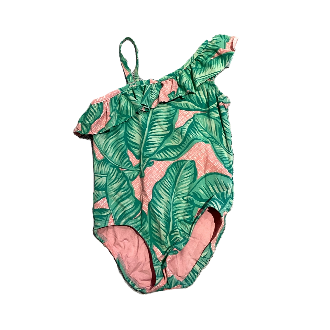 12-18 Girls Pink/Green Asymmetrical One Piece w/Leaf Pattern