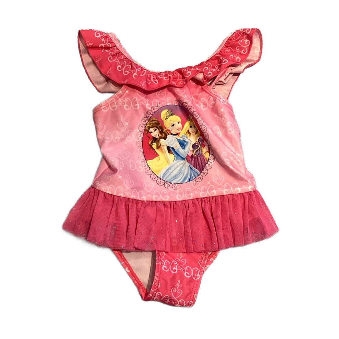 2T Girls Disney Princesses Pink One Piece w/"Skirt"