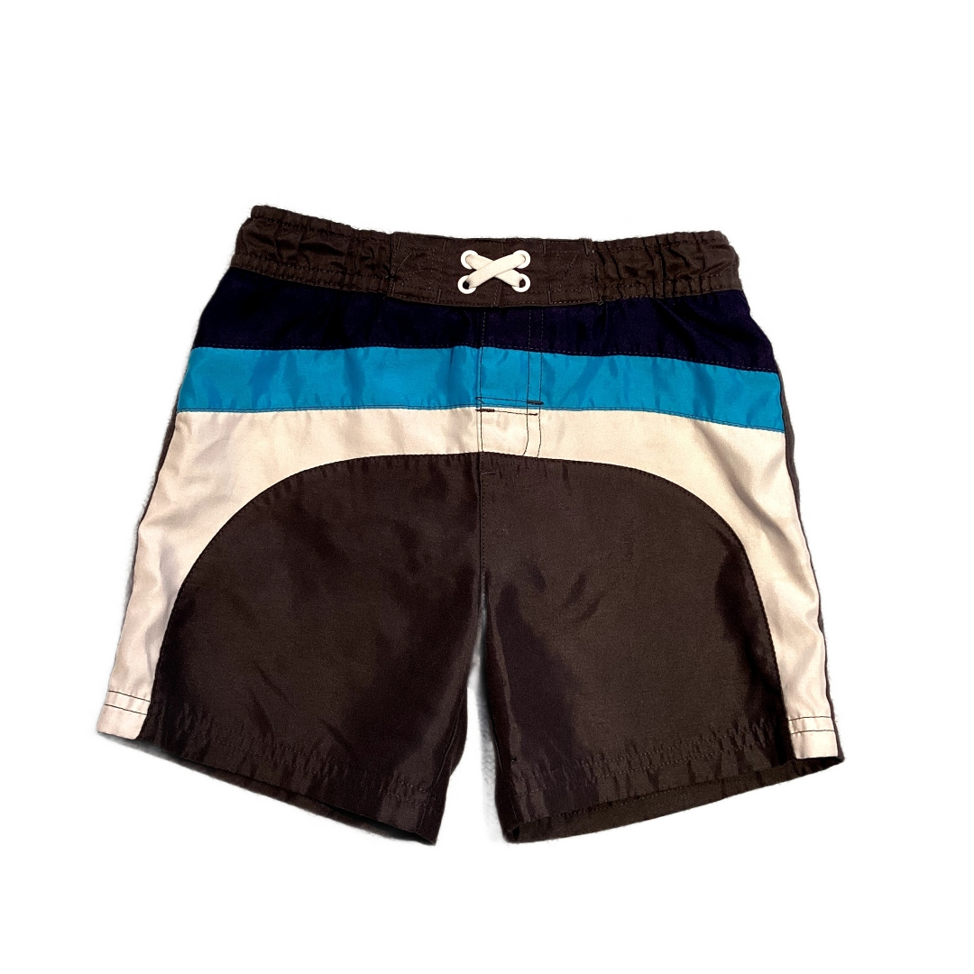2T Boys Circo Dark Gray w/Blue Stripes Swim Trunks