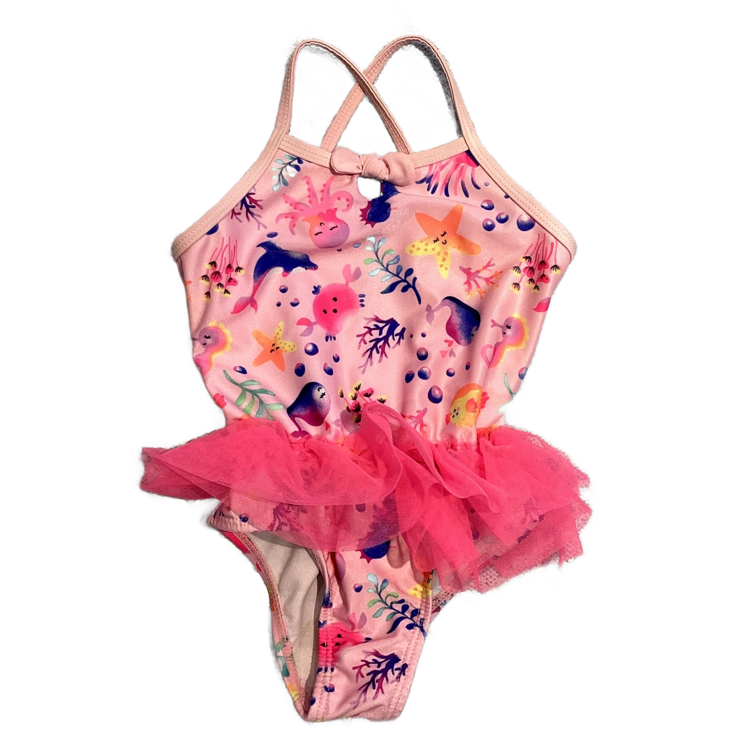 3T Girls Wonder Nation Pink One Piece Swimsuit w/Sea Creatures