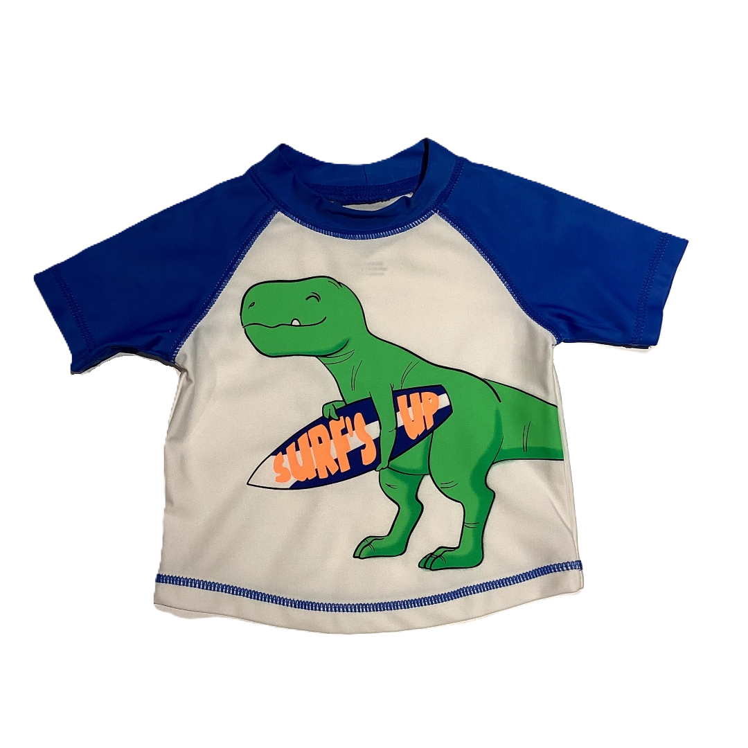 3-6 Boys Simplejoys Blue and White Dinosaur Surf Up Shirt