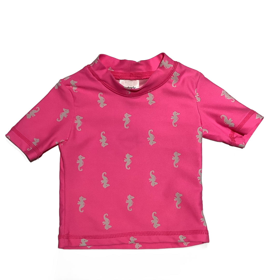 6-9 Girls Carter's Neon Pink and White Seahorse Shirt