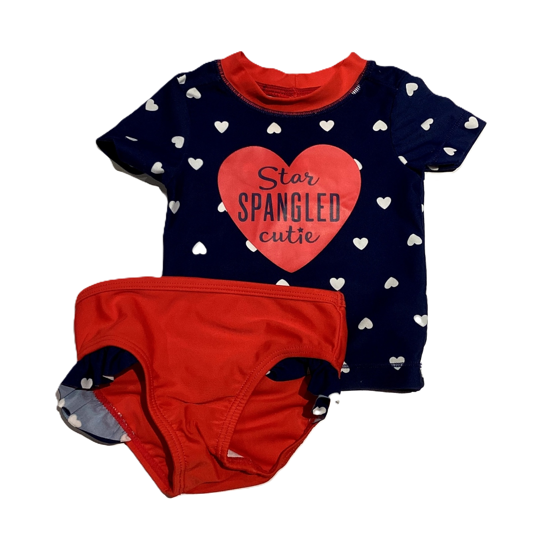 0-3 Girls Carter's Star Spangled Cutie Red, White, and Navy Matching T-Shirt Set
