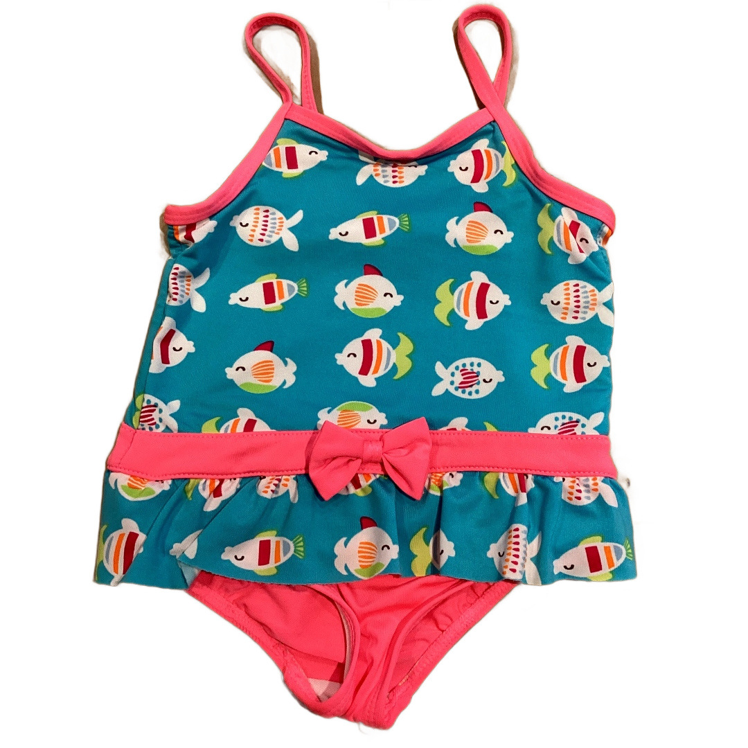 3T Girls Wippette Turquoise One Piece Swimsuit w/Fish and Bow