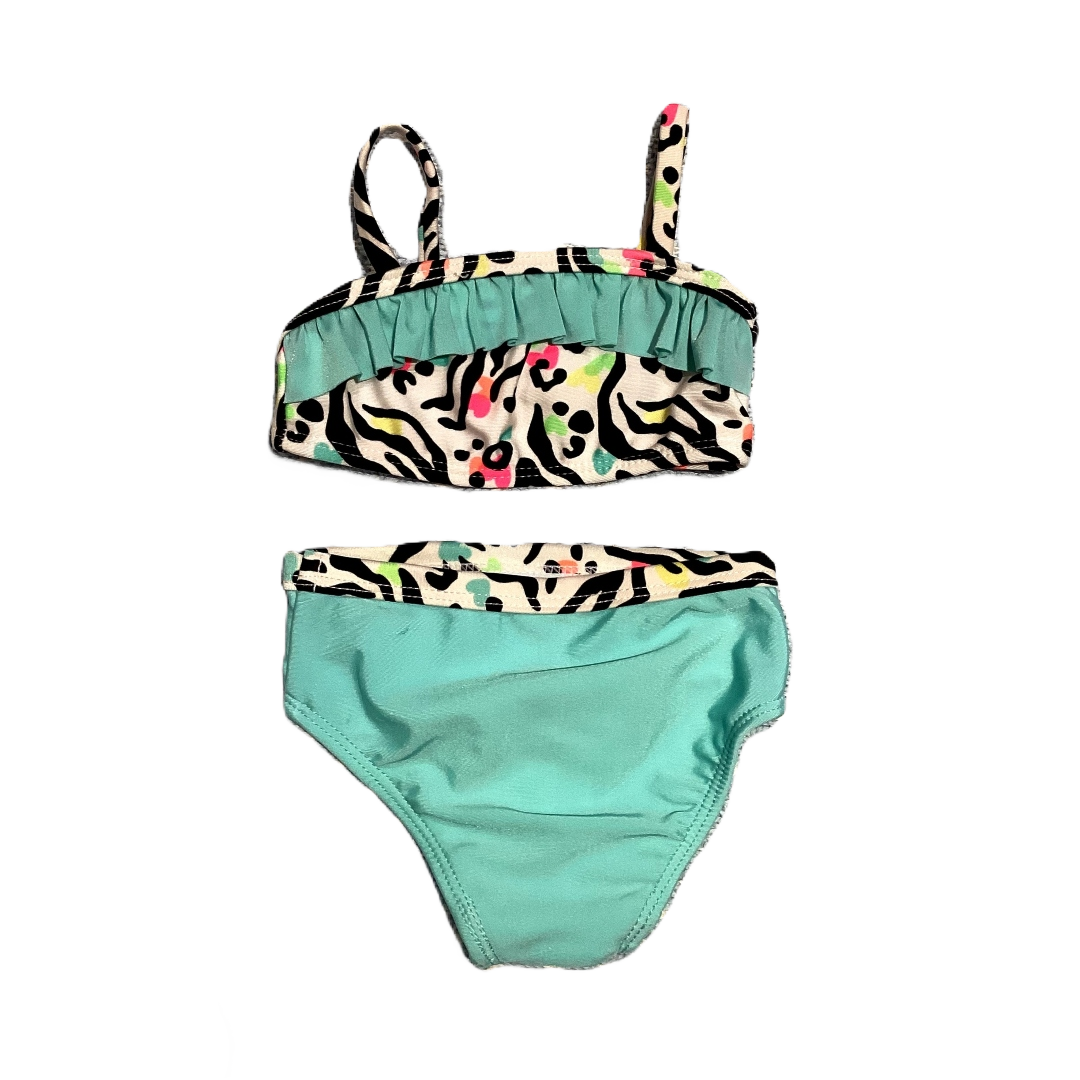 6-9 Girls Op Teal Zebra Print Bikini