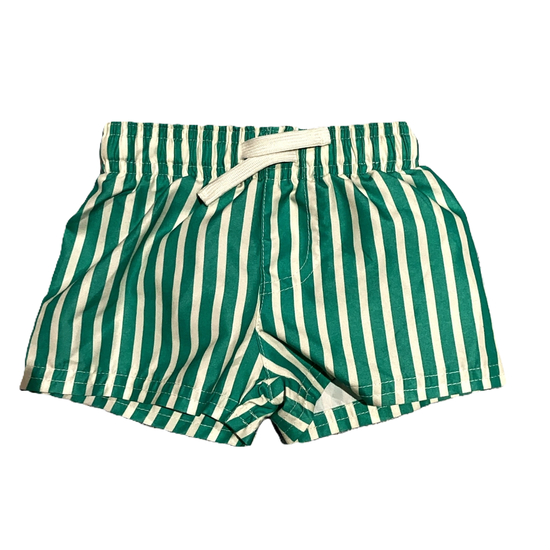 0-3 Boys Cat & Jack Green/White Vertical Striped Trunks