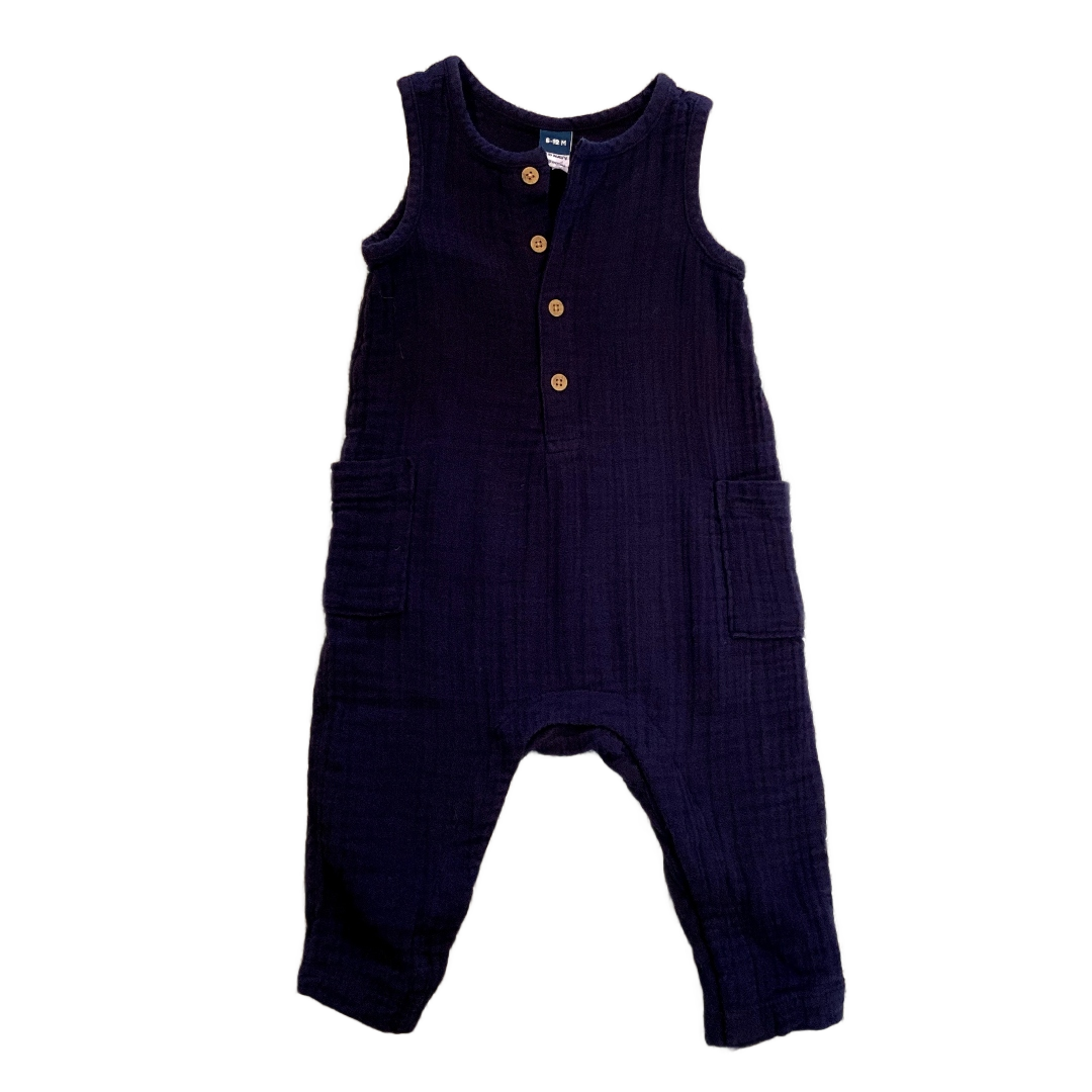 6-12 Boys Old Navy Navy Blue Cotton Jumpsuit with Pockets