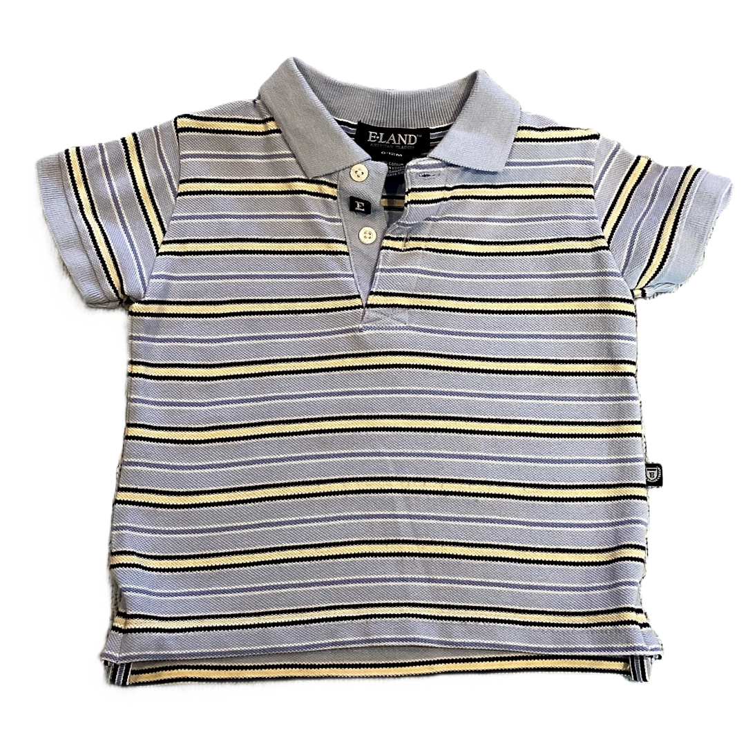6-12 Boys E-Land Light Blue and Yellow Striped Polo